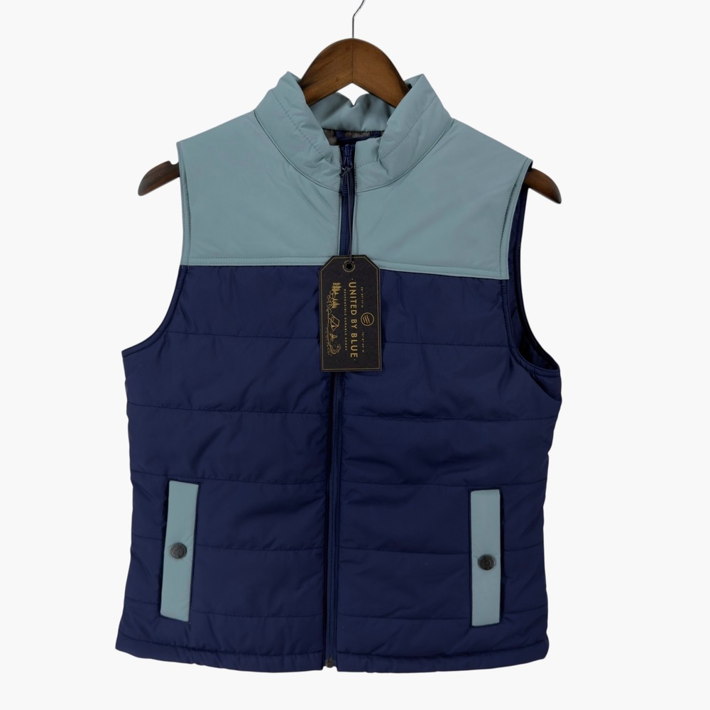 United By Blue Bison Puffer Vest in Navy Size S Colorblock